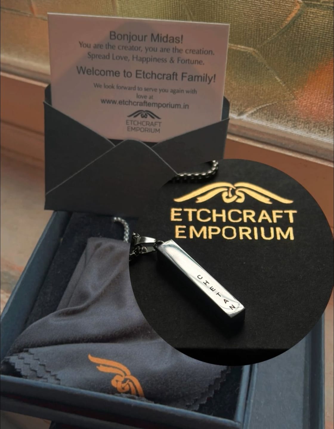 Customer photo review of Personalised Cuboid Locket for Men