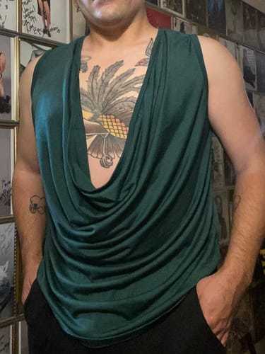 Customer photo review of Mens Solid Cowl Neck Sleeveless Vest SKUK54969