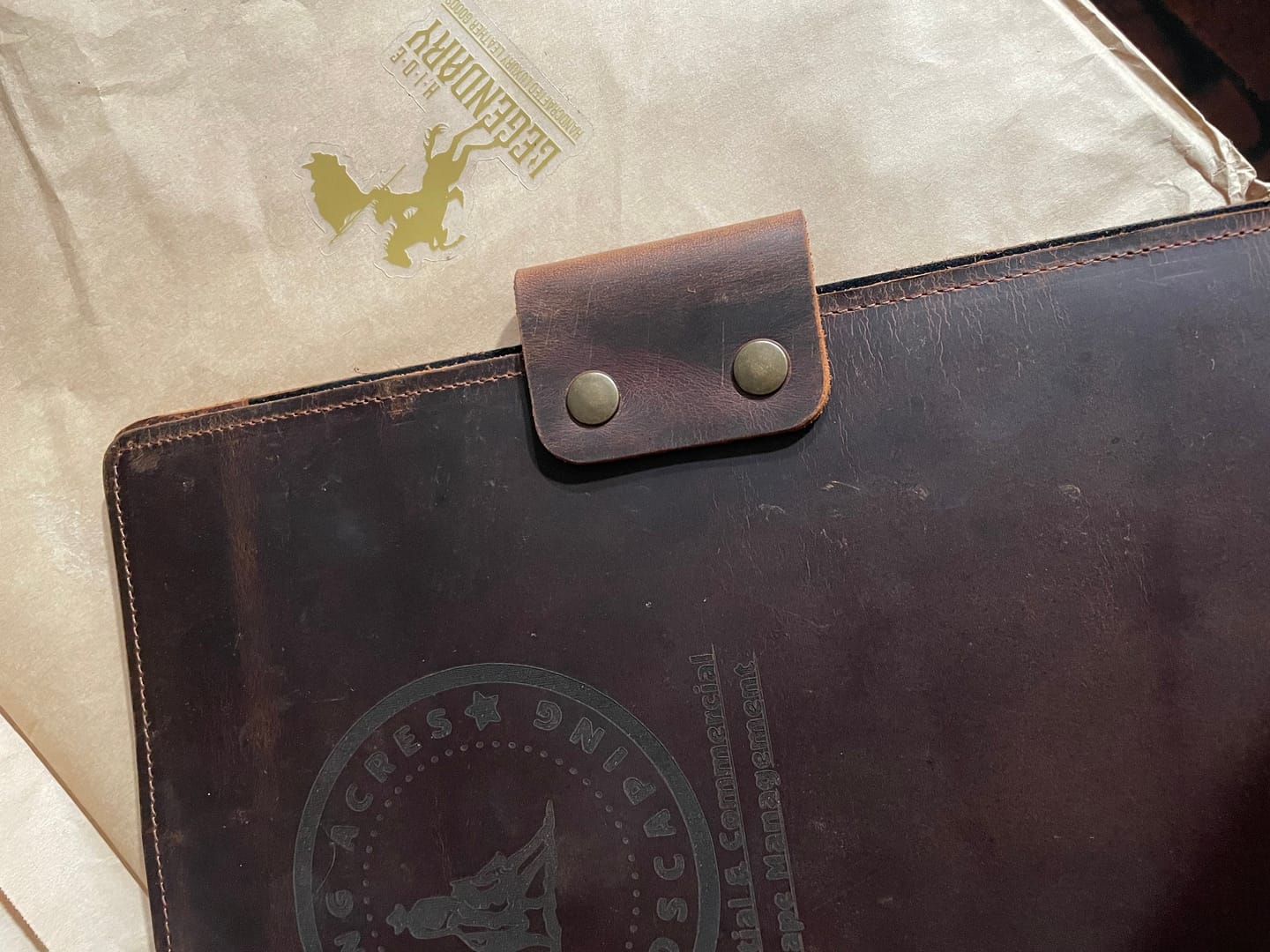 Customer photo review of Business Leather Portfolio, Custom Corporate Gift, Employee Appreciation Gift, Leather Document Organizer, Executive Padfolio