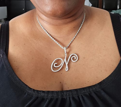 Customer photo review of Luxe Diamond Initial Necklace