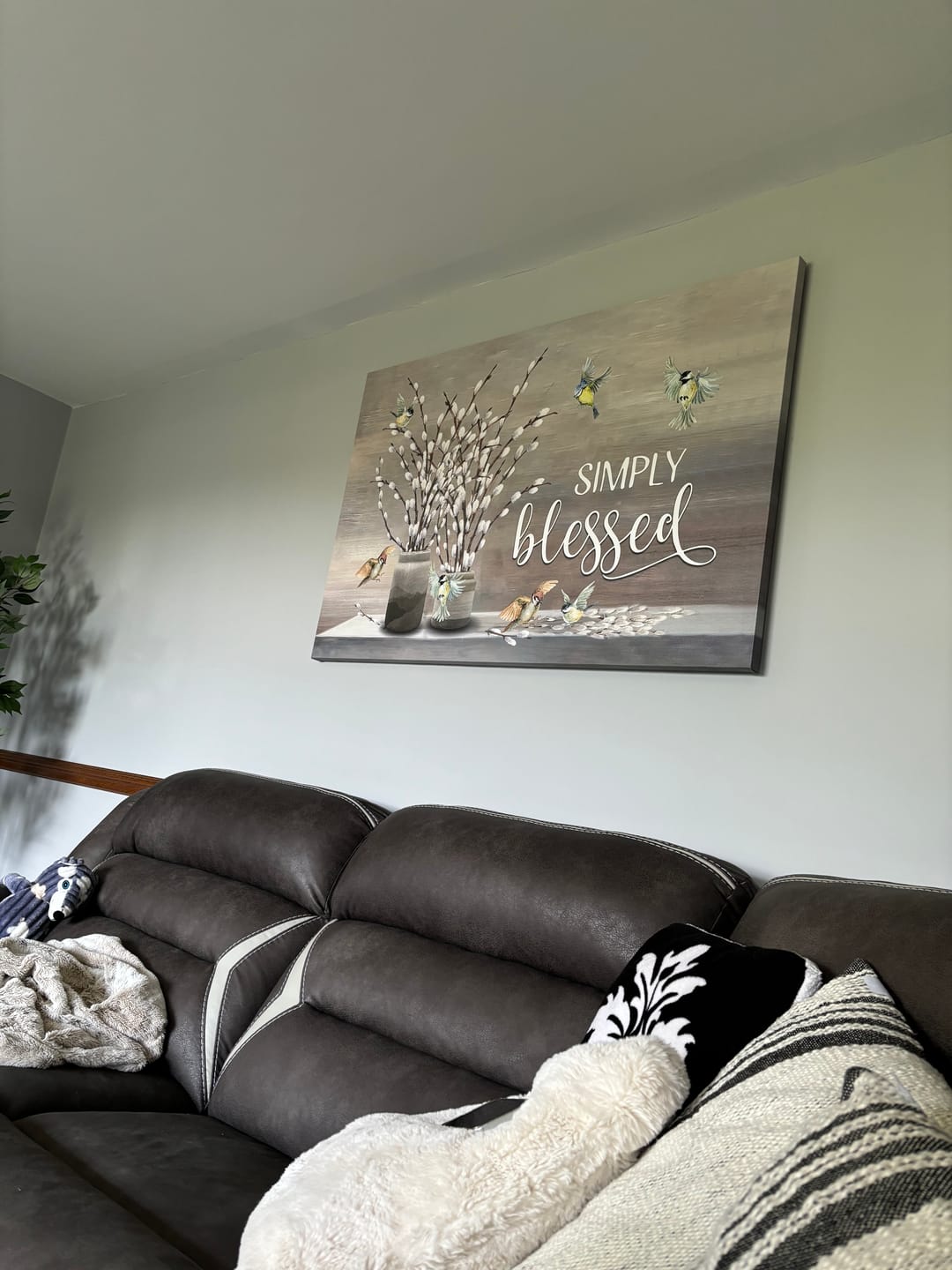 Customer photo review of Christian Canvas Wall Art, Simply Blessed Wall Decor