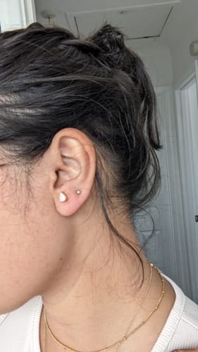 Customer photo review of Moonstone Teardrop Stud Earrings (Gold)
