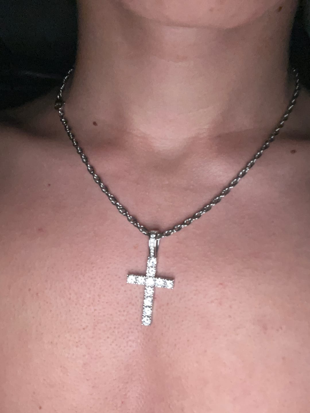 Customer photo review of CROSS PIECE PENDANT. - WHITE GOLD