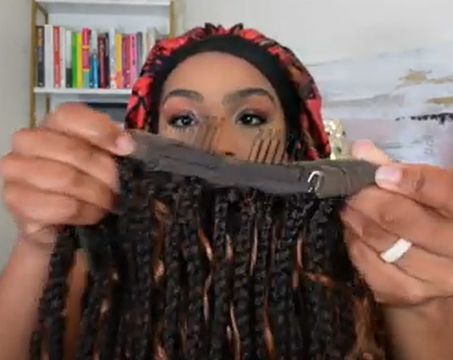 Customer photo review of Swiss HD Full Lace Human Hair Boho Curls 36" Knotless Boho Box Braided Wig