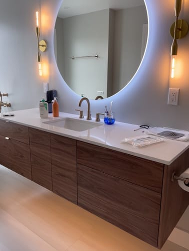 Customer photo review of Austin 72" Wall Mount American Black Walnut Bathroom Vanity