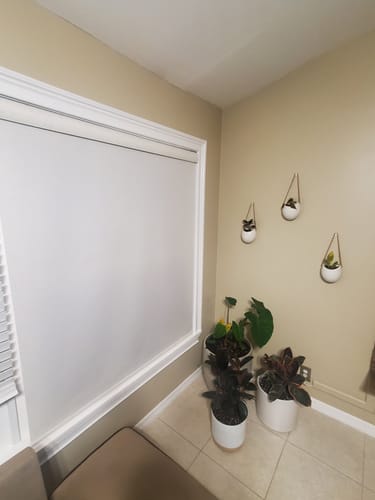 Customer photo review of SmartWings Motorized Light Filtering Roller Shades 70% Blackout Linen