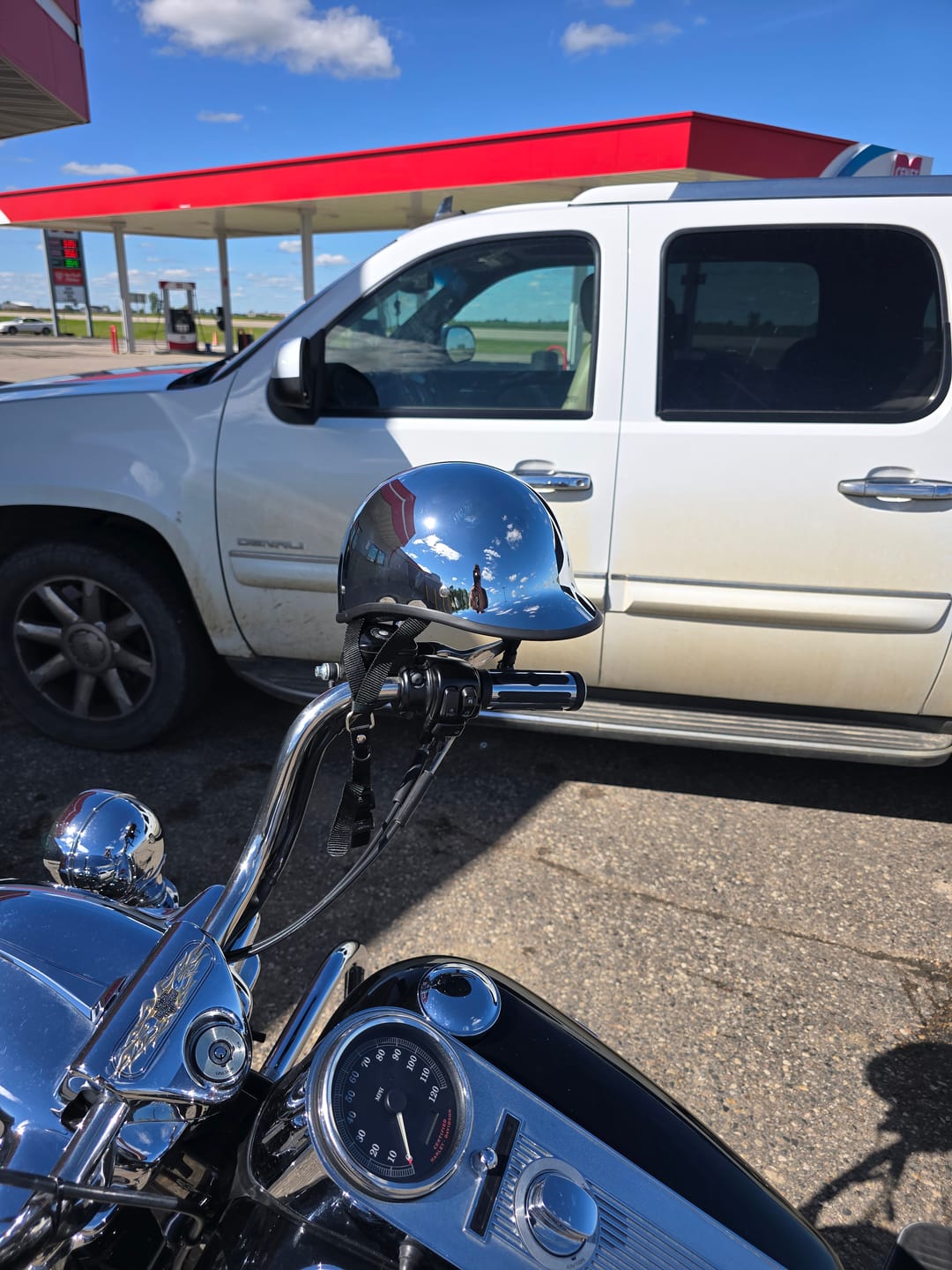 Customer photo review of Low Profile Reversible DOT Polo Helmet / Chrome