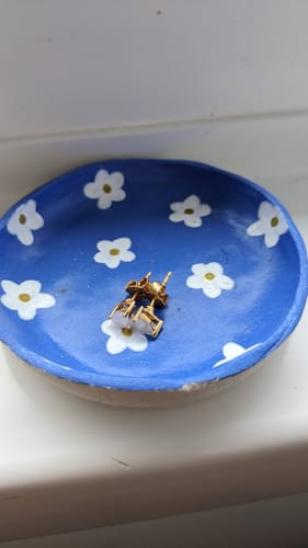 Customer photo review of Moonstone Teardrop Stud Earrings (Gold)