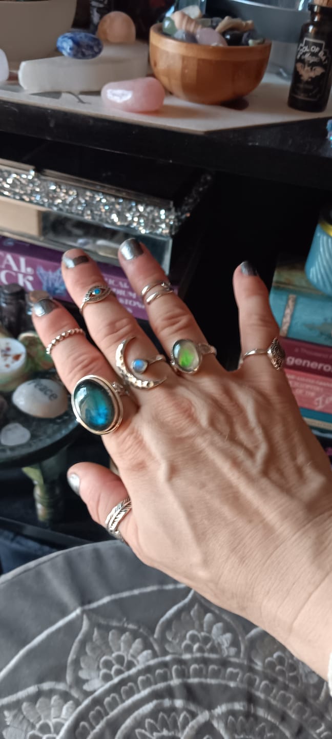 Customer photo review of Sterling Silver Crescent Moon Ring with Moonstone