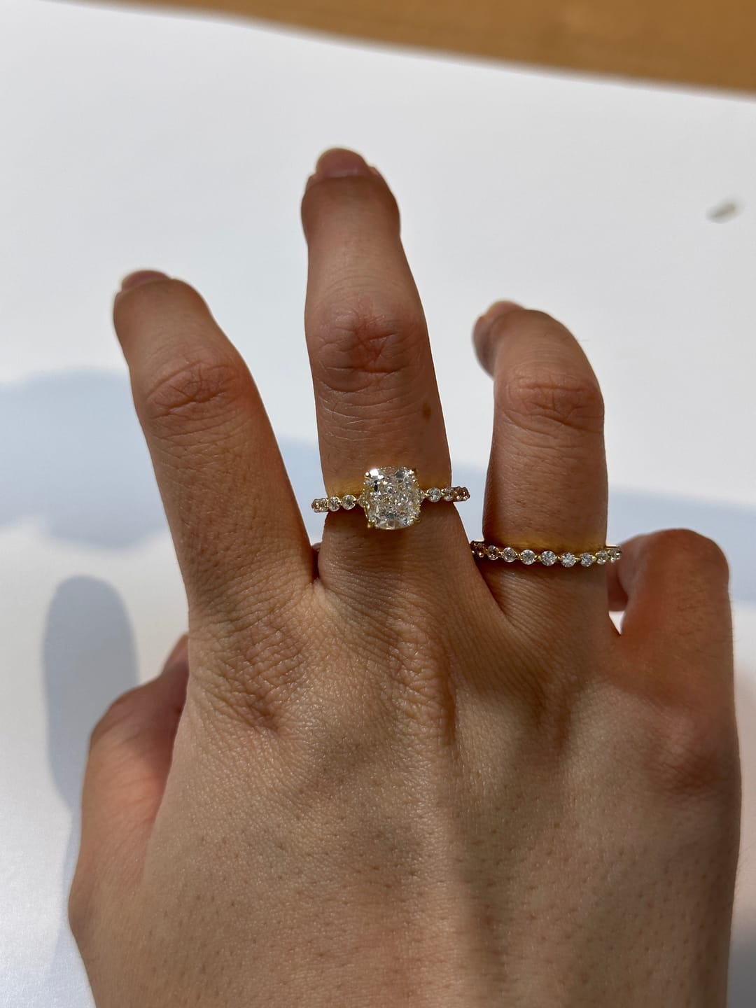 Customer photo review of S925 Exquisite 2.0 Carat Cushion Cut Women's Wedding Ring Set In Sterling Silver