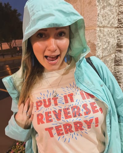 Customer photo review of Put It In Reverse Terry Tee