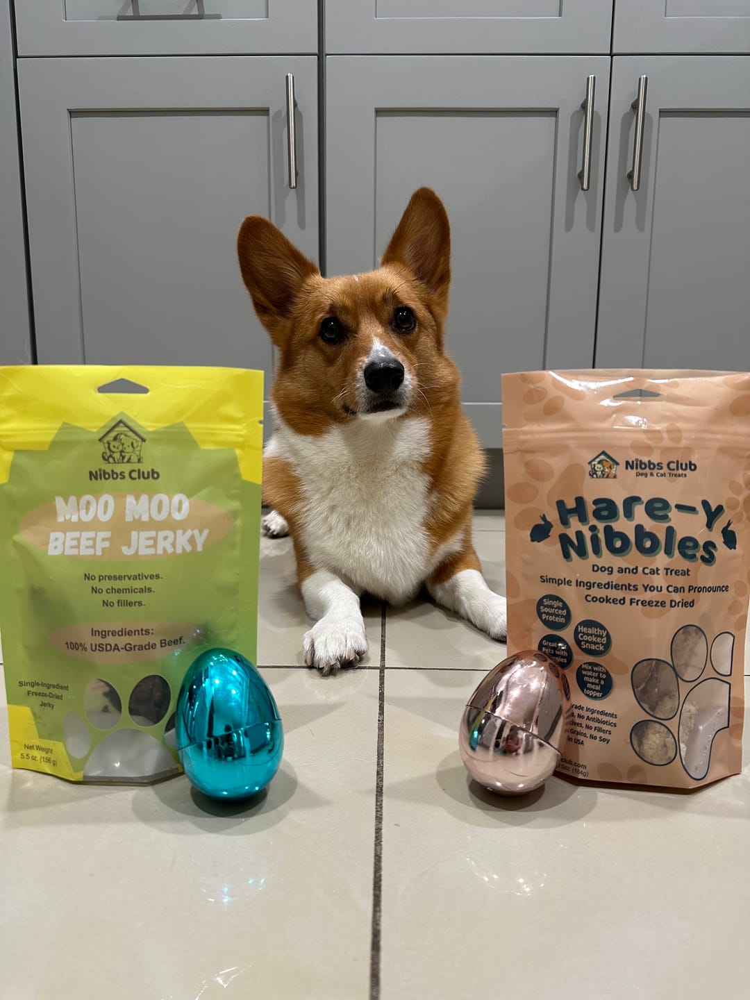 Customer photo review of Hare-Y Nibbles Cat and Dog Treats