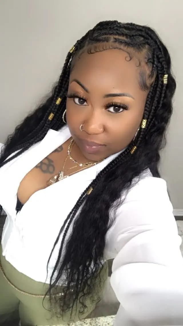 Customer photo review of JYZ Tape in Hair Extensions Curly Human Hair Tape in Curly Extensions Double Sided Tape in Natural Curly Hair Extensions 100g 40 pcs