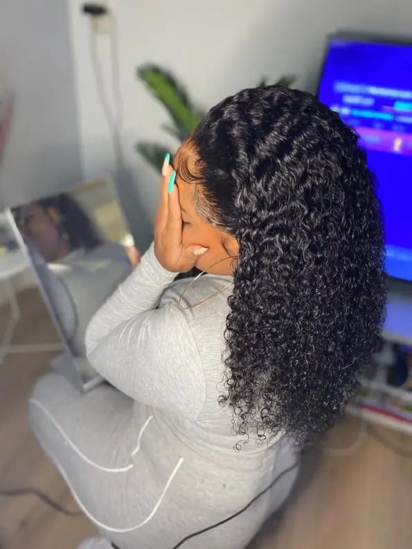 Customer photo review of JYZ Tape in Hair Extensions Curly Human Hair Tape in Curly Extensions Double Sided Tape in Natural Curly Hair Extensions 100g 40 pcs