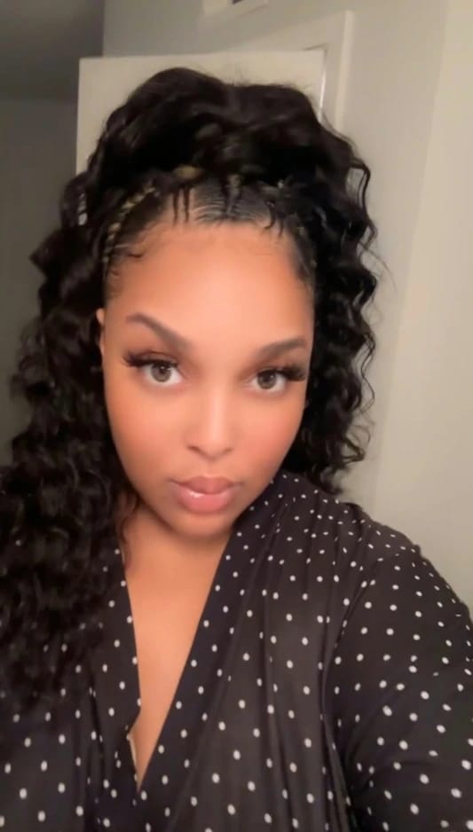Customer photo review of JYZ Loose Deep Wave Hair Extensions Tape in Human Hair Tape on Curly Hair Extensions Natural Tape in Hair Extensions
