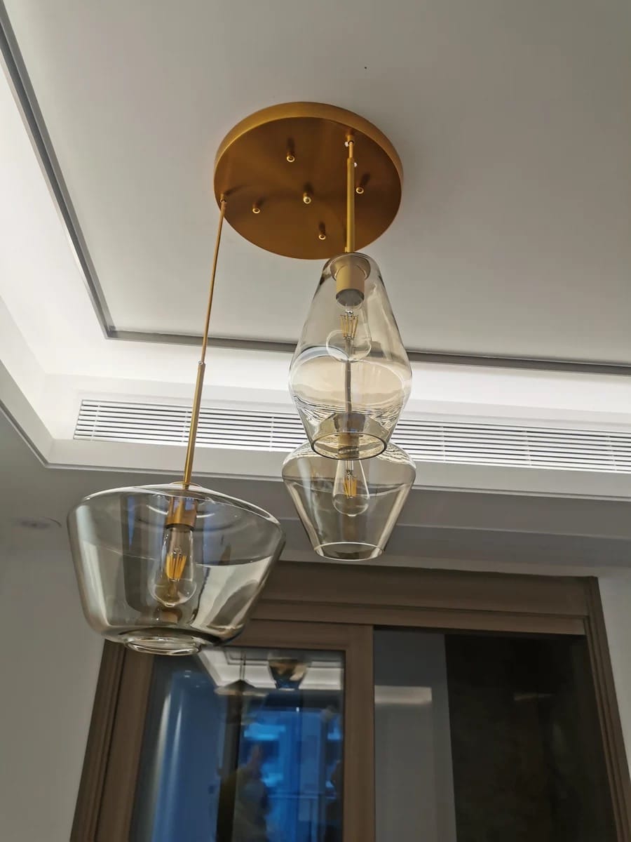 Customer photo review of Modern Minimalist Amber Glass Pendant Light