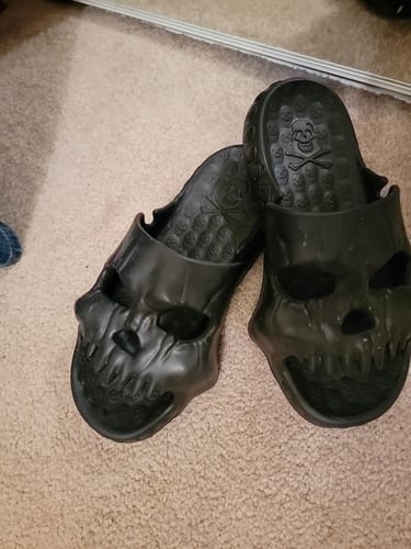 Customer photo review of Just Love Skulls Beach Slippers