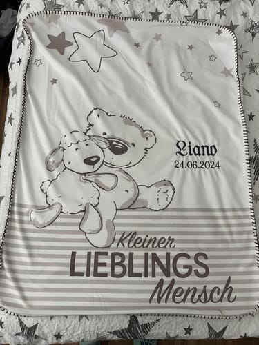 Customer photo review of Babydecke mit Namen Lieblingsmensch SuperFlausch DUO