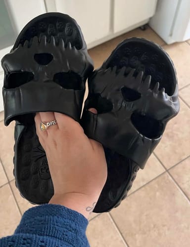Customer photo review of Just Love Skulls Beach Slippers
