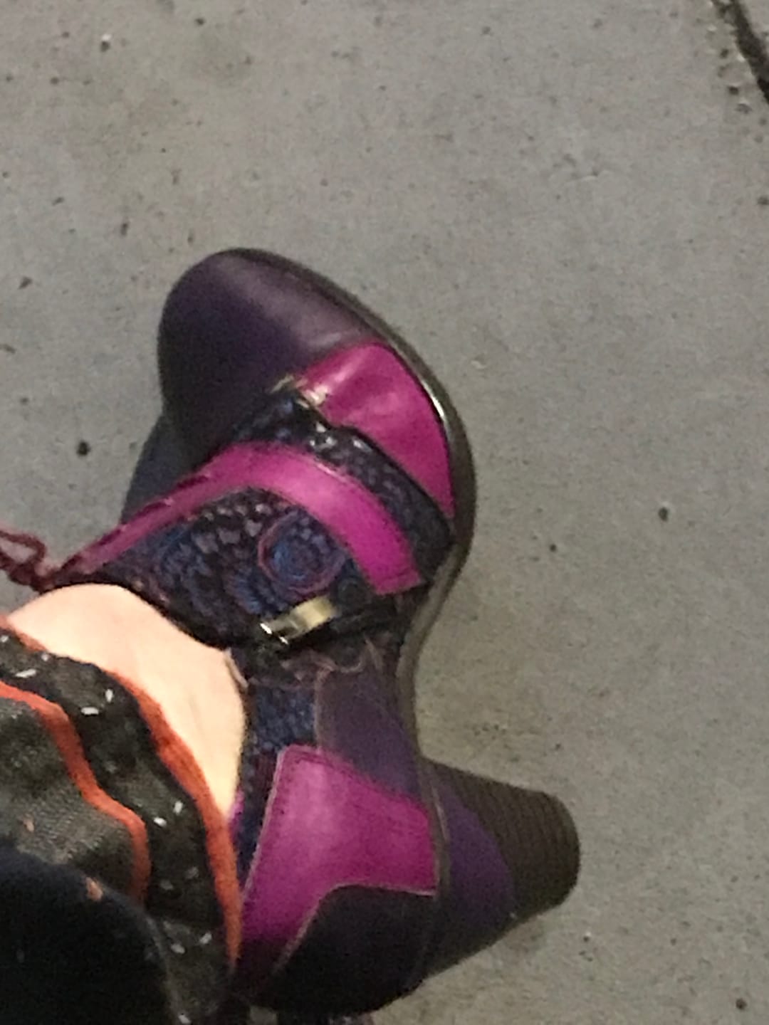 Customer photo review of Retro Handmade Leather Patchwork Pumps