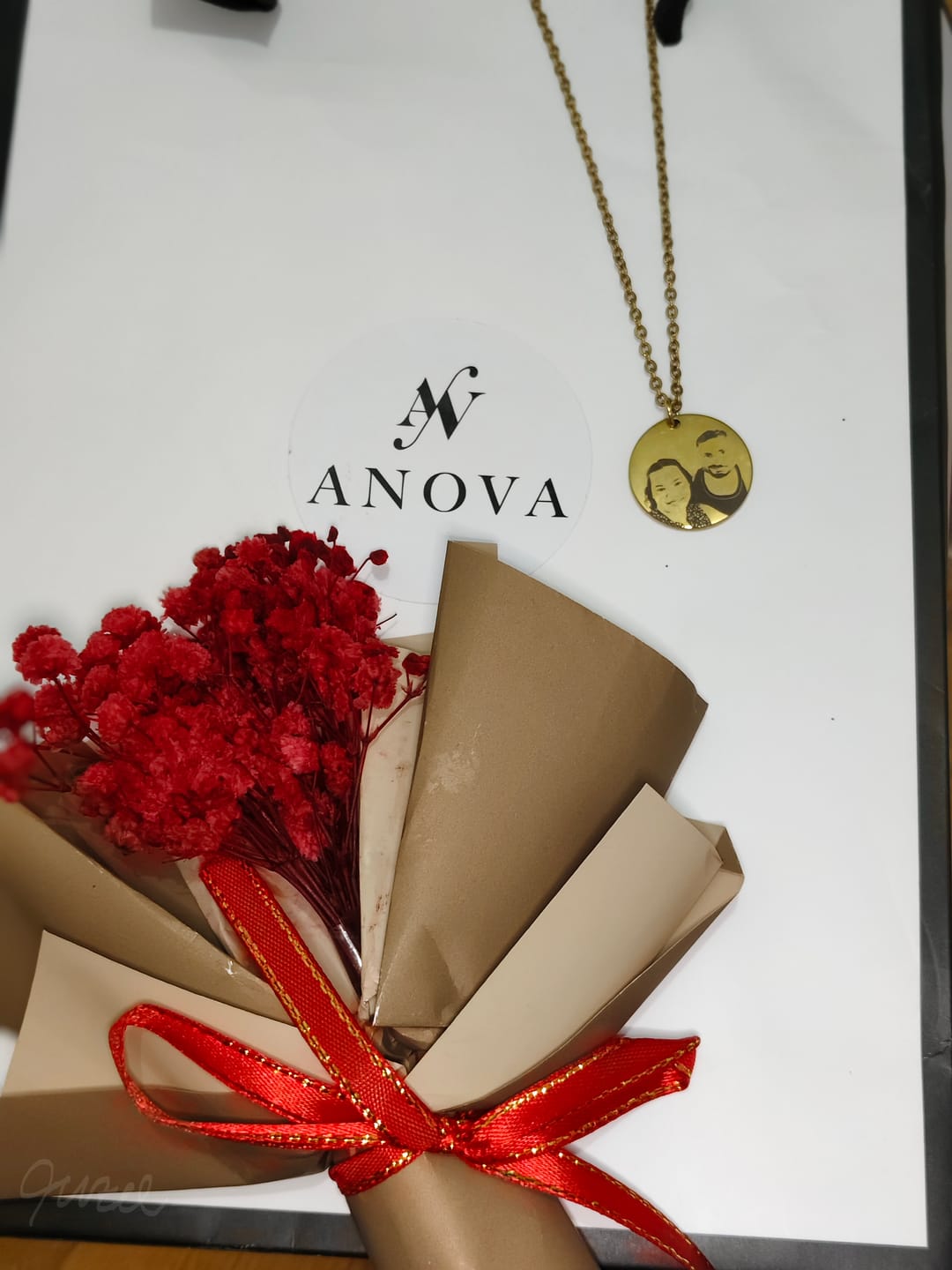 Customer photo review of Photo Engraved Portrait Necklace Gift