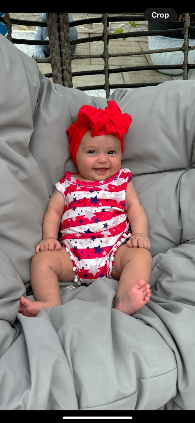 Customer photo review of Ruffled Headband-Bright Red