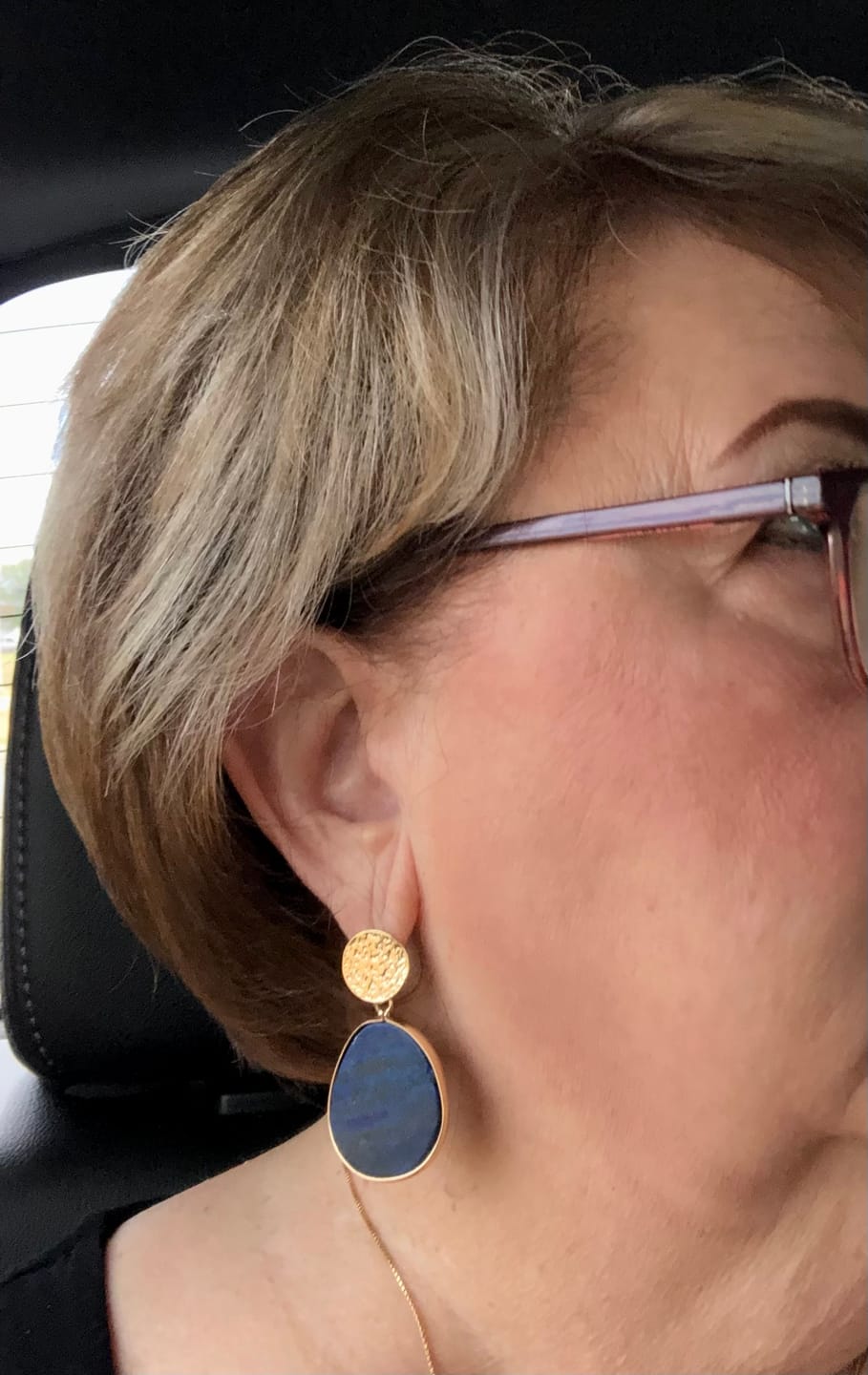 Customer photo review of Lapis Lazuli Protection Drop Earrings