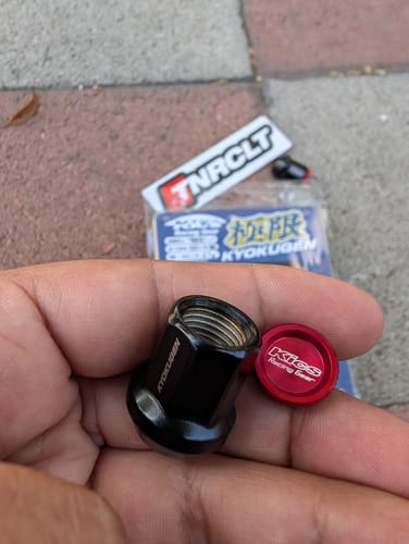 Customer photo review of Project Kics® Kyokugen Lug Nuts - Black / Red Cap