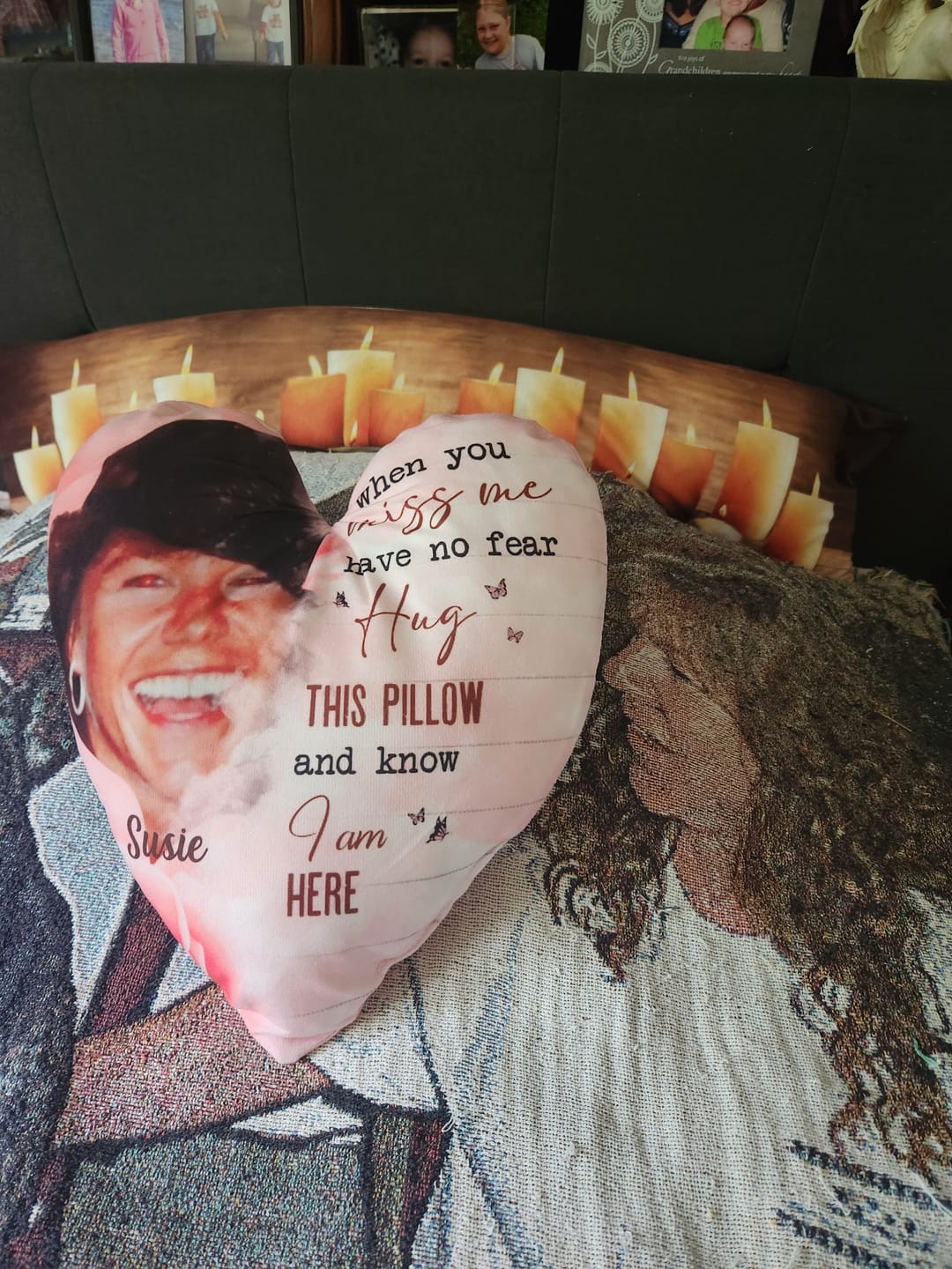 Customer photo review of Memorial Gift - When You Miss Me Have No Fear Hug This Pillow - Personalized Photo Pillow