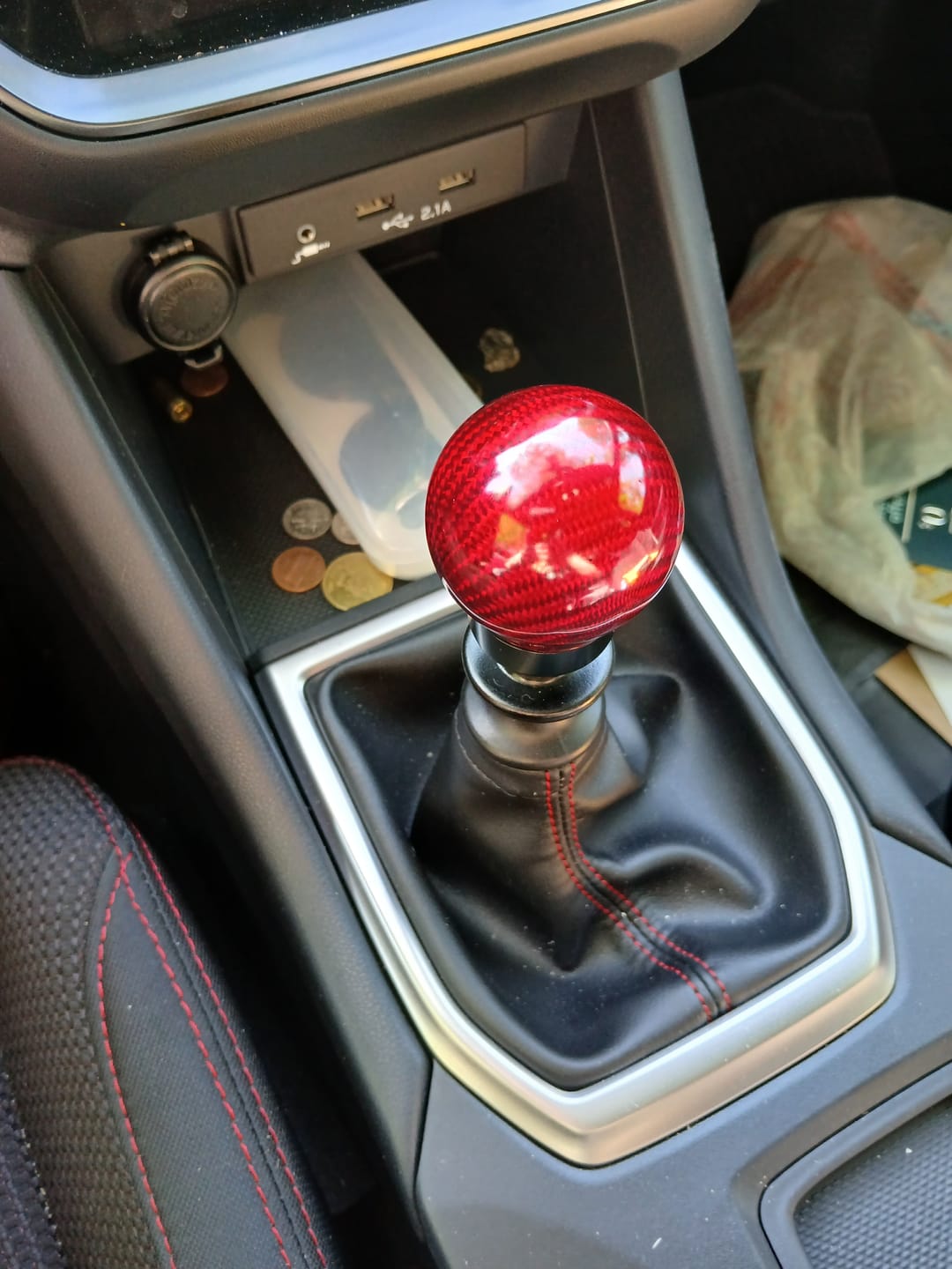 Customer photo review of Weighted Red Carbon Fiber Shift Knobs