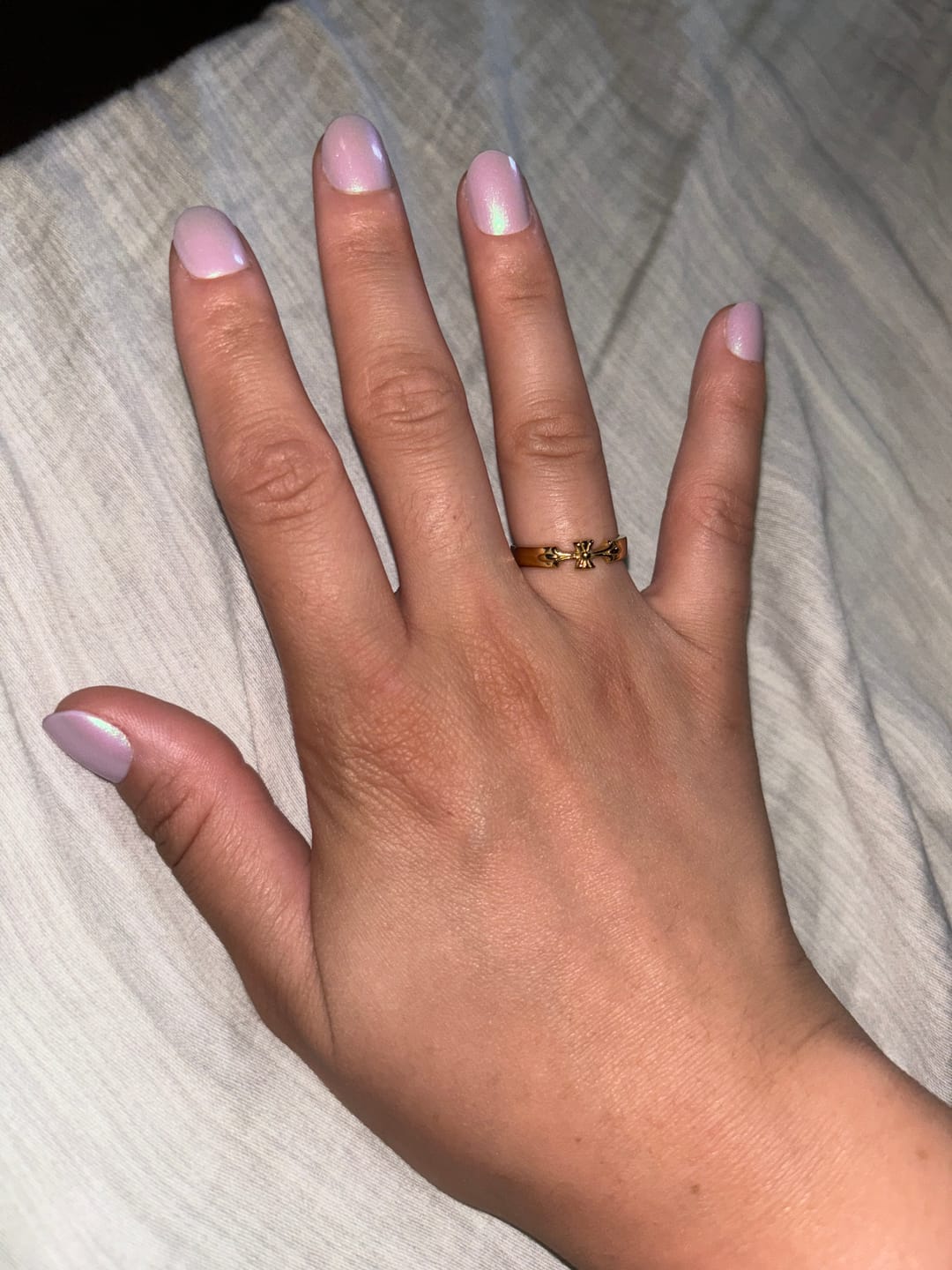Customer photo review of Chrome Cross Ring Band