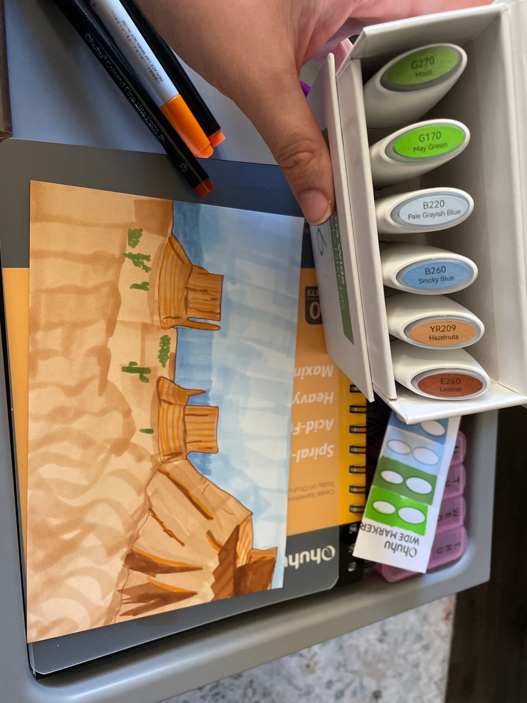 Customer photo review of Ohuhu Molokai Four Tones Extra-wide Tip Alcohol Art Markers