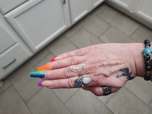Customer photo review of Full Finger Crescent Moon Ring Sterling Silver