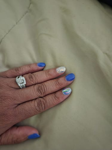 Customer photo review of D442 Opal (TT1) White Glitter Dip Powder