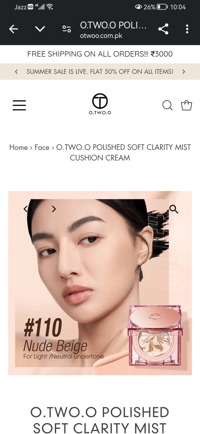 Customer photo review of O.TWO.O POLISHED SOFT CLARITY MIST CUSHION CREAM