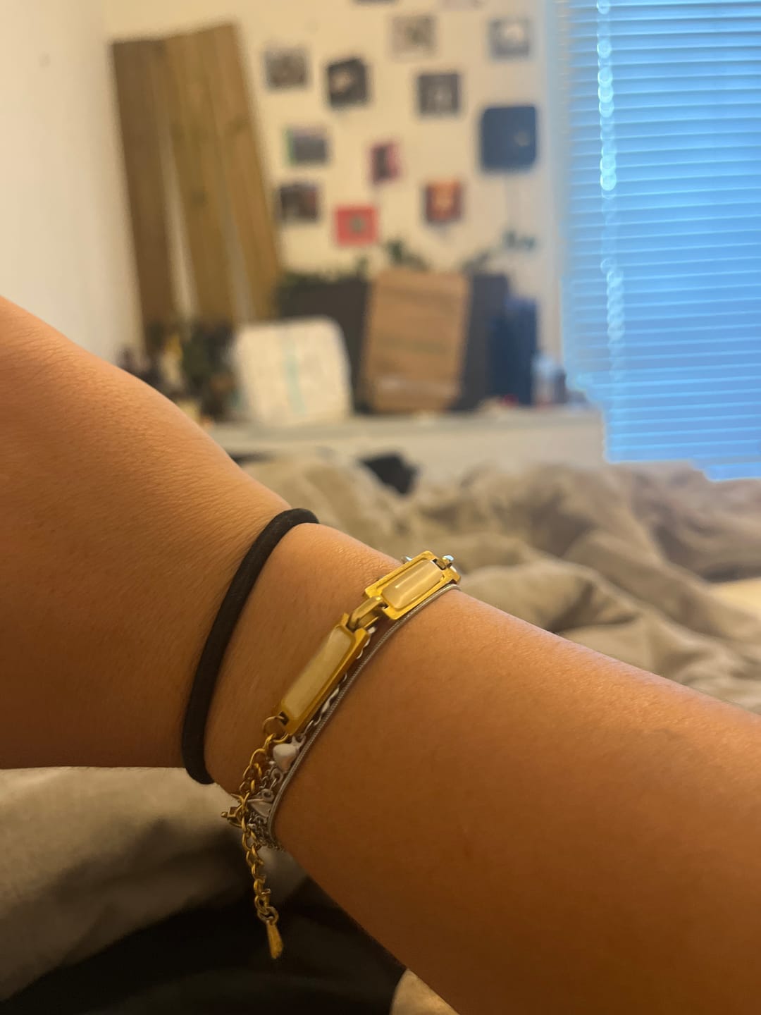 Customer photo review of Opal Gold Baguette Bracelet