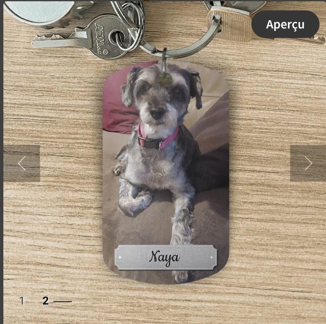 Customer photo review of Photo double face - Porte-clés Dog Tag personnalisé