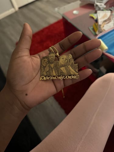 Customer photo review of Custom Photo Engraved Pendant Necklace