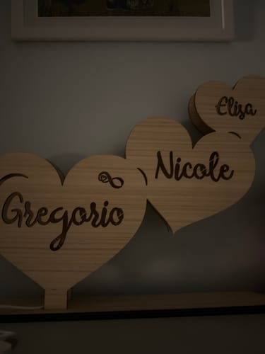 Customer photo review of Lampada Cuore Mio Personalizzata con Nomi della Famiglia o Coppia