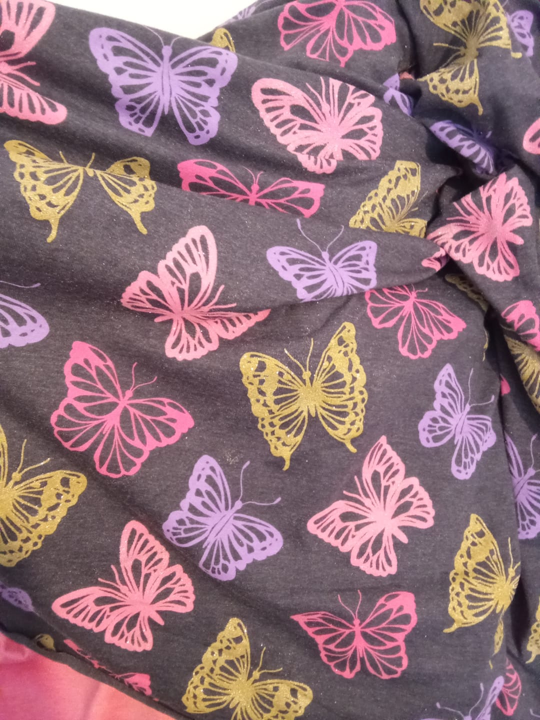 Customer photo review of Glitter Butterflies Melange Cotton Jersey Fabric