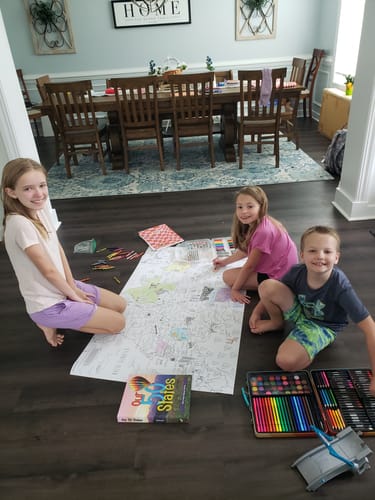 Customer photo review of PATRIOTIC BUNDLE - USA Map, We the people, & 4th of July Table Size Coloring Sheets