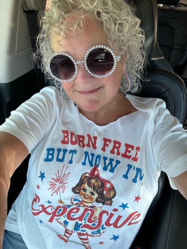 Customer photo review of Born Free But Now I'm Expensive Tee