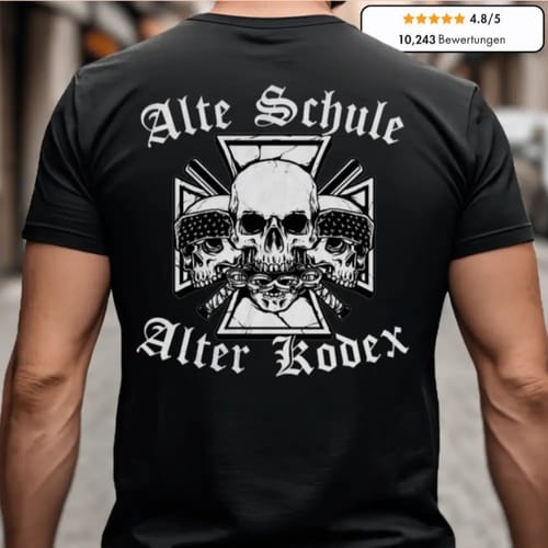 Customer photo review of Alte Schule, alter Kodex - T-Shirt Rückendruck