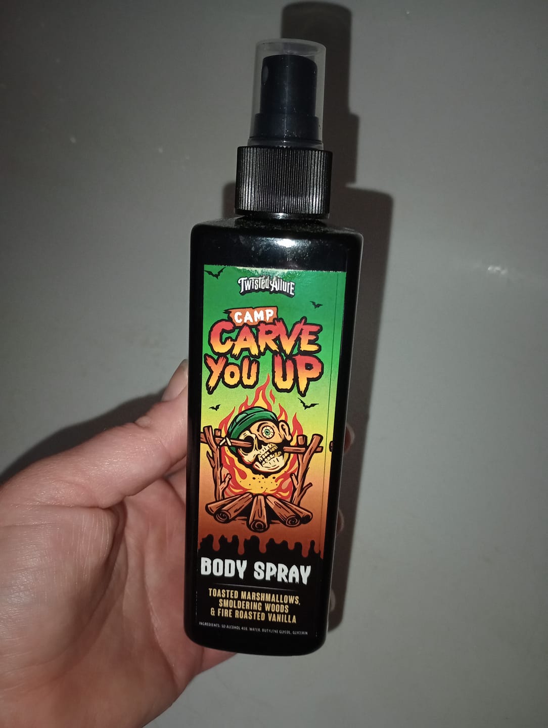 Customer photo review of Camp Carve you up Body Spray