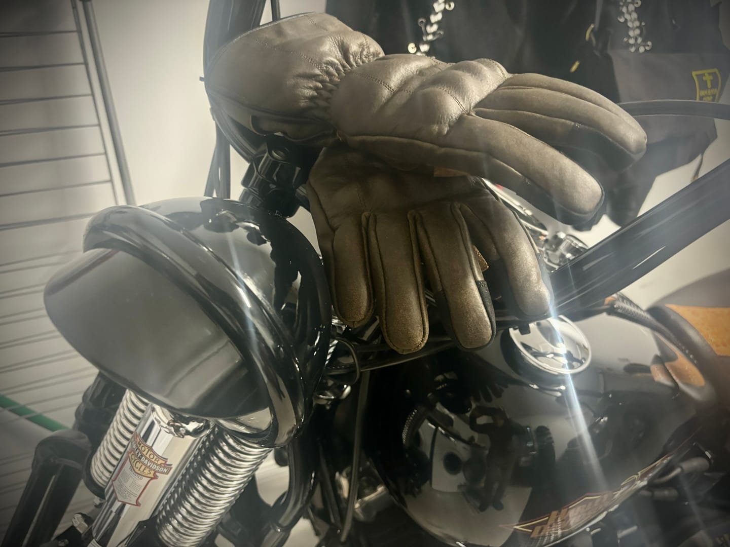 Customer photo review of GEN 2 'The Original' Double Length Gauntlet | Extra Long Warm Motorbike Gloves | Retro Brown Distressed Leather