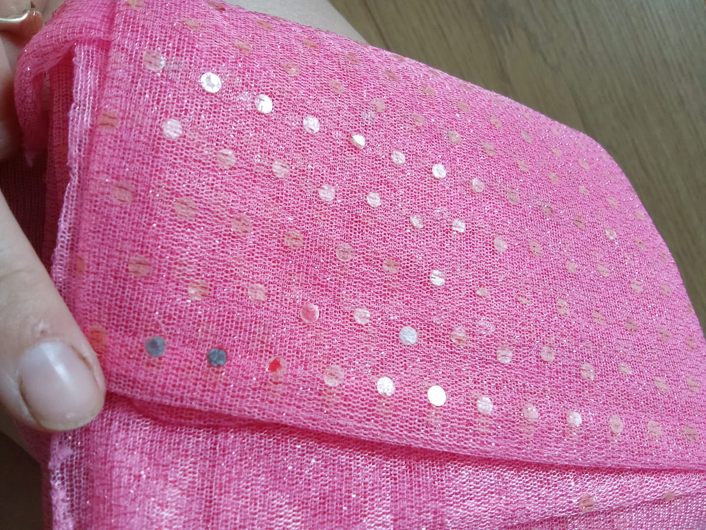 Customer photo review of 3mm Sequin Fabric
