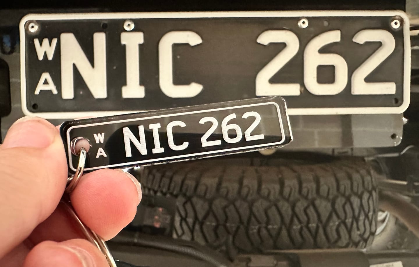Customer photo review of WA Prestige Licence Plate Custom Keychain