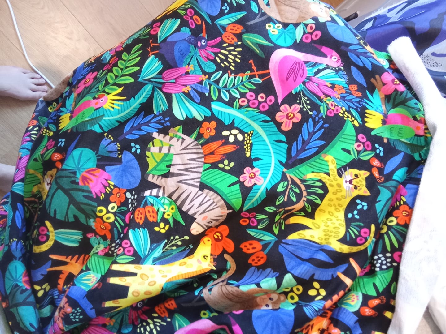 Customer photo review of Animal Jungle on Black French Terry Fabric