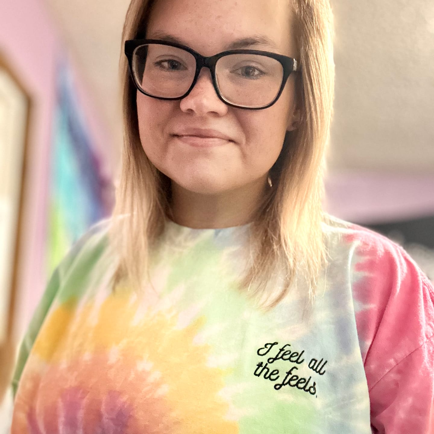 Customer photo review of I Feel All The Feels Oversized tie-dye t-shirt