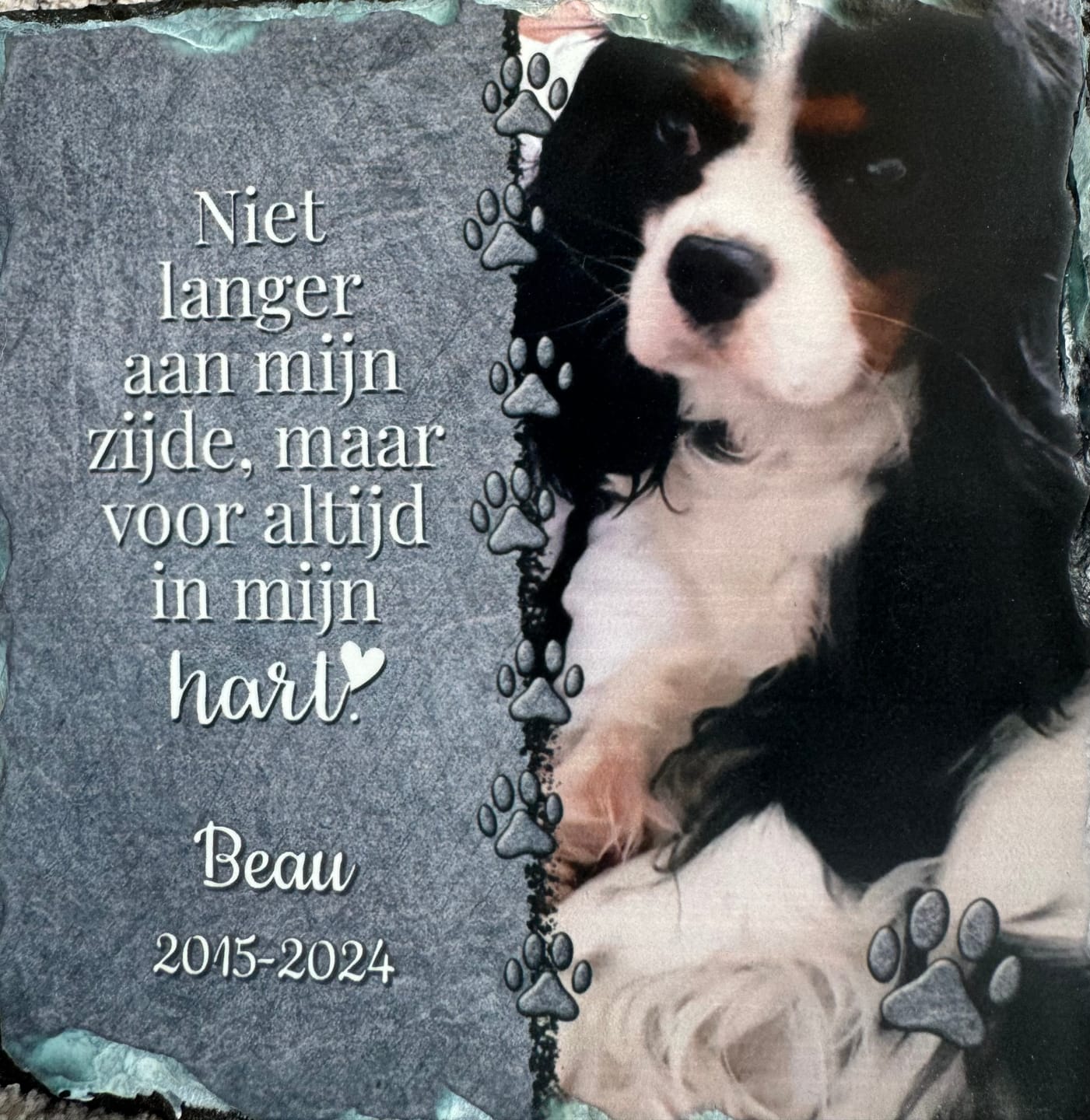Customer photo review of Voor altijd in het hart - Gepersonaliseerde leisteen